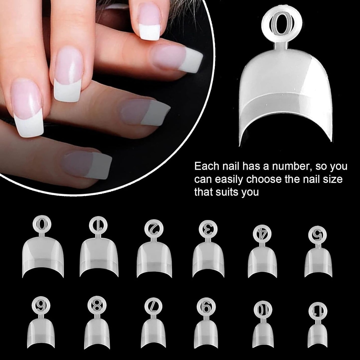 600 stk ovale korte kunstige negle 12 størrelser Halvt dækkende Akryl falske neglespidser Kunstige negle til manicure kvinder Salon DIY (naturlig)