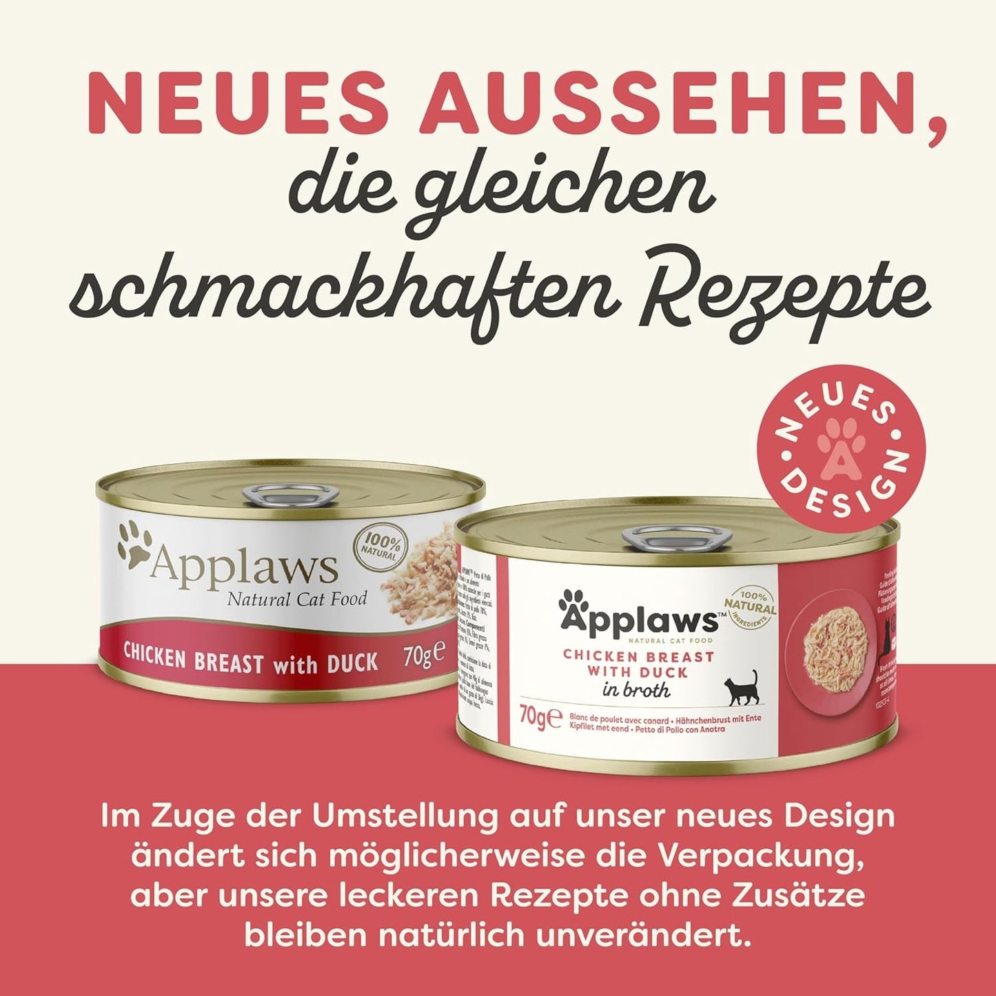 Applaws Premium naturligt vådfoder til katte, kylling med and i suppe, dåse 70 g (24x70 g)