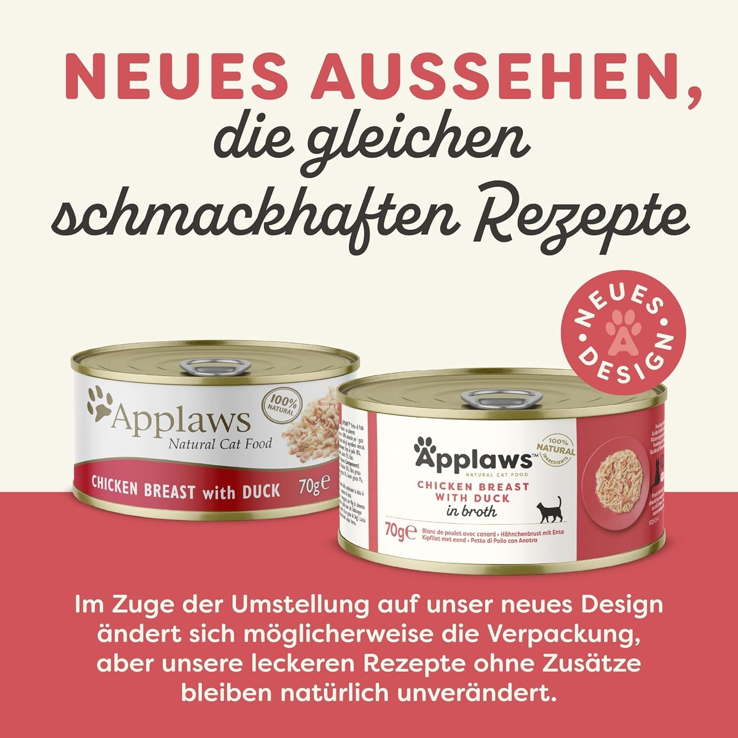 Applaws Premium naturligt vådfoder til katte, kylling med and i suppe, dåse 70 g (24x70 g)