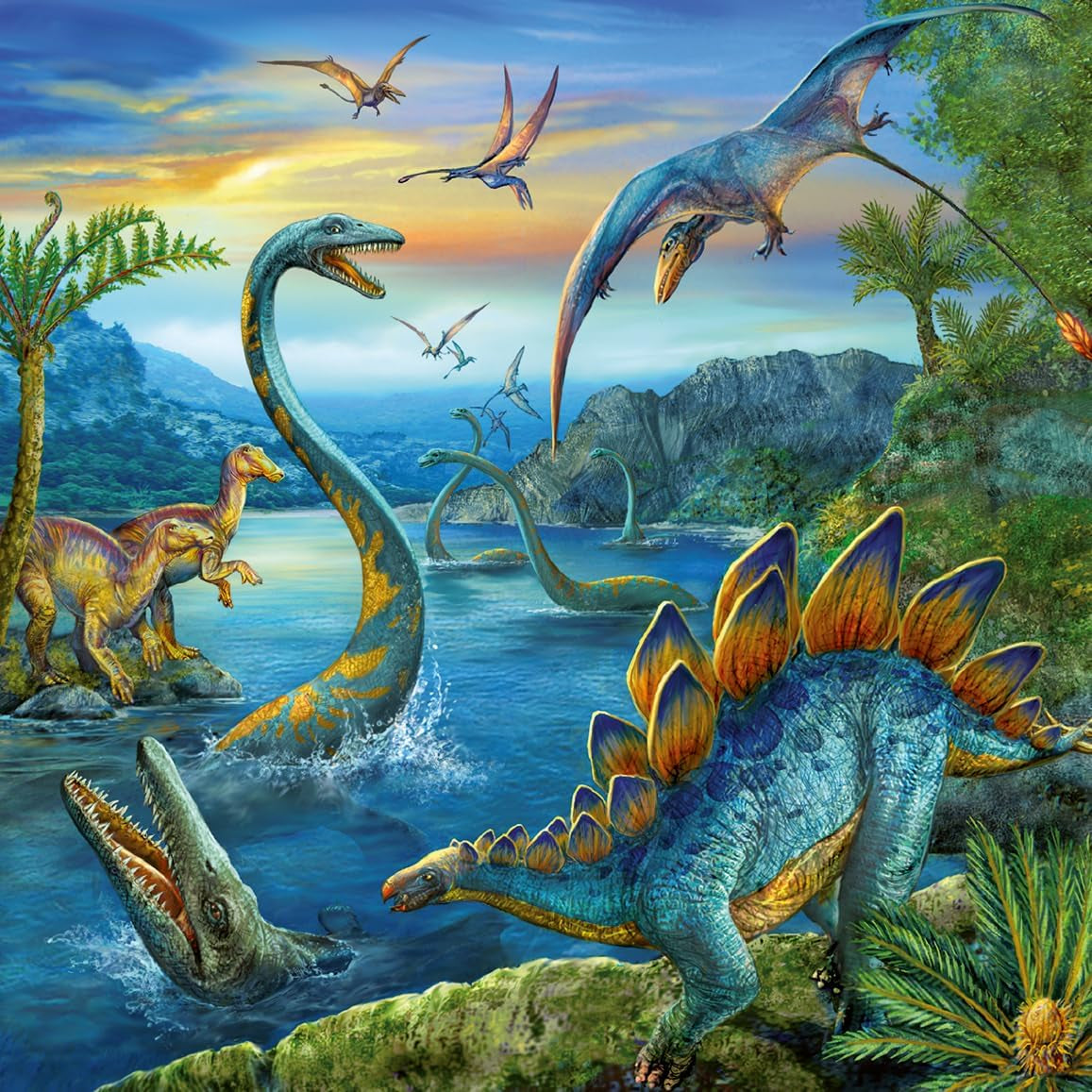 Ravensburger børnepuslespil - 09317 Dinosaurernes fascination - 3X49 puslespil til børn fra 5 år og opefter Naty Shop
