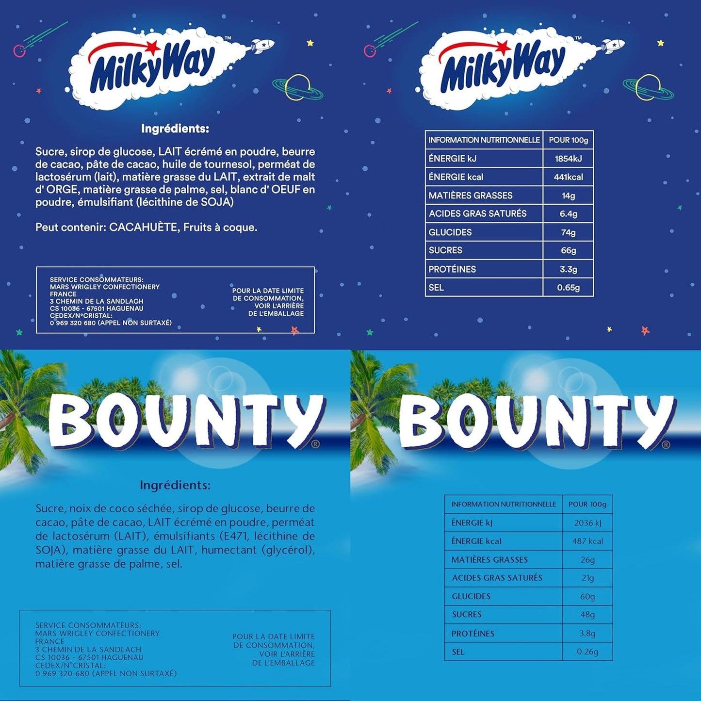 Mixed Minis, Snickers, Bounty, Twix, Milky Way, Chokolade Bulk Pack, En Pakke (1 x 400 g) (Pakke med 5)