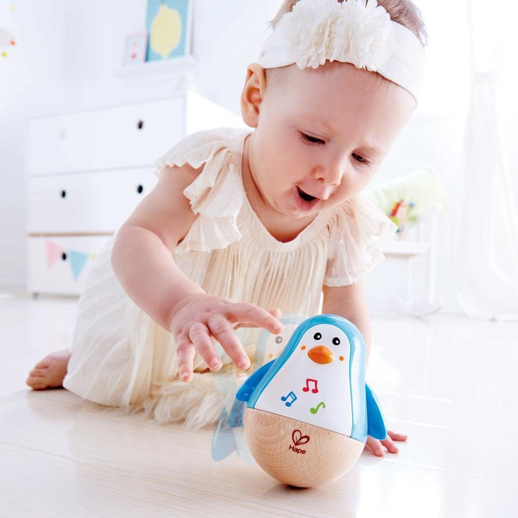 Baby Einstein Magic Touch musiklegetøj med trætromme i 6 måneder og op og Hape Penguin Musical Wobbler, farverig slingrende melodi, Roly-Poly Legetøj i 6 måneder og op Bebe Toys Naty Shop
