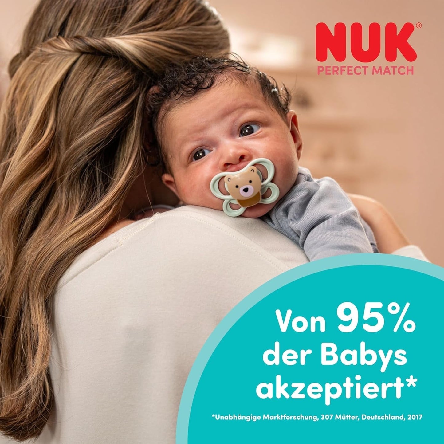 NUK Perfect Match luftsutter til babyer | 0-6 måneder | Ortodontiske sutter, der fremmer luftcirkulationen og forhindrer savlen | 95 % accept af babyer** | Ræv/Bamse | Pakke med 2