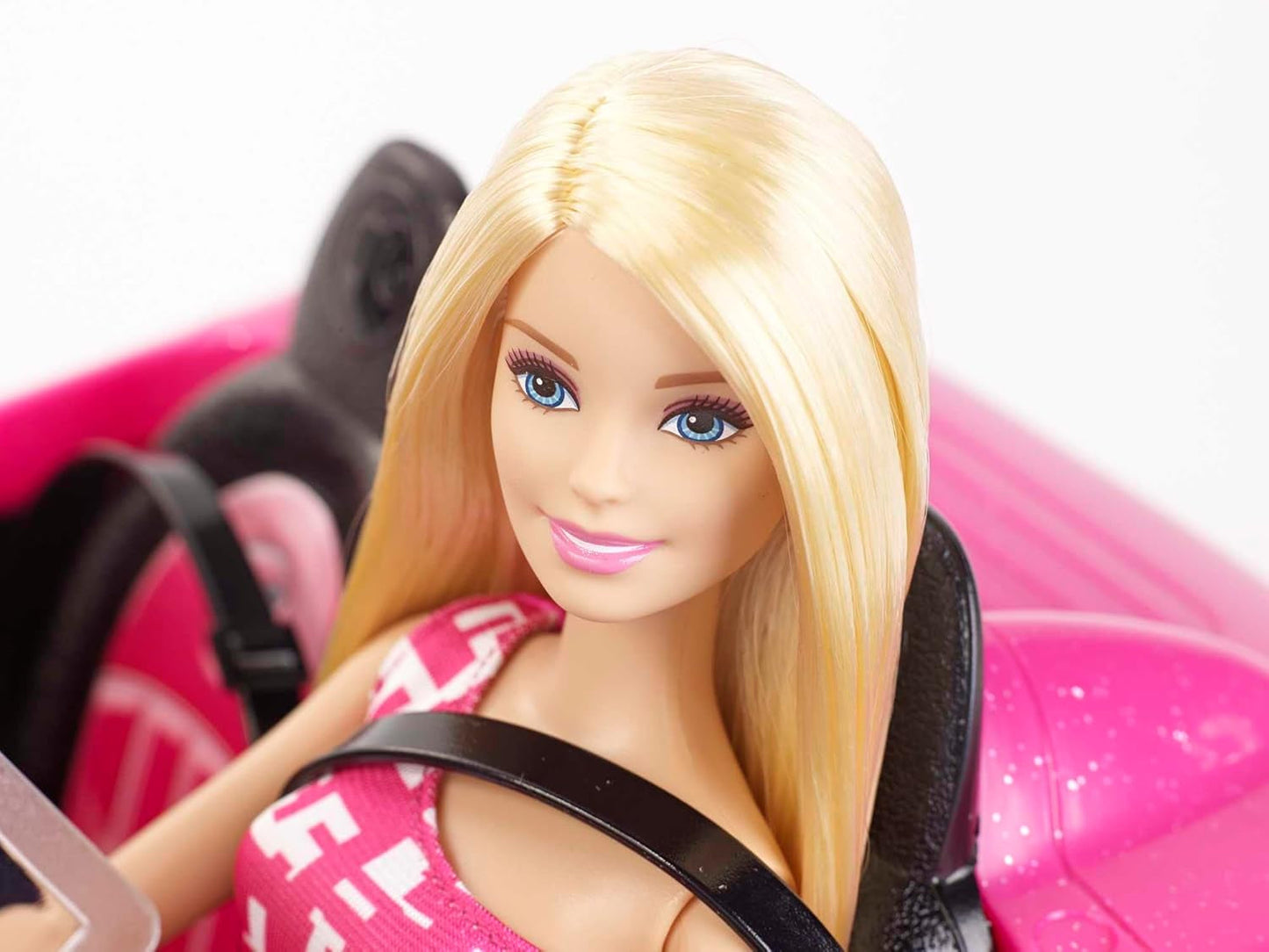 Barbie dukke og pink glitter cabriolet, realistisk dæklogo, 3 år gammelt legetøj, DJR55 Naty Shop Dolls