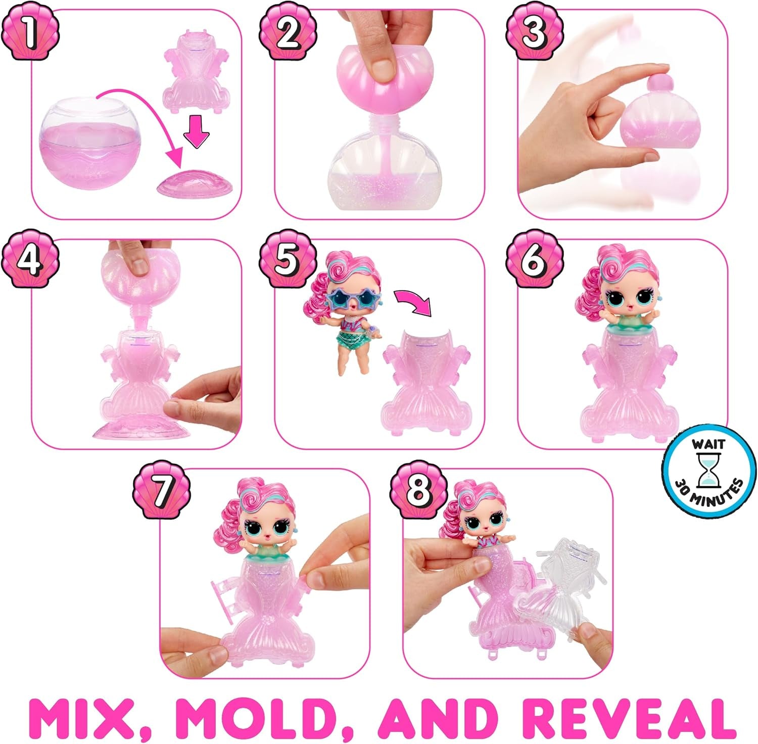 L.O.L. Overraskelse! Mermaids Tots - Moderigtige minidukker med farveskiftende haler - Velegnet til samlere, piger og drenge fra 4 år og opefter Naty Shop-dukker
