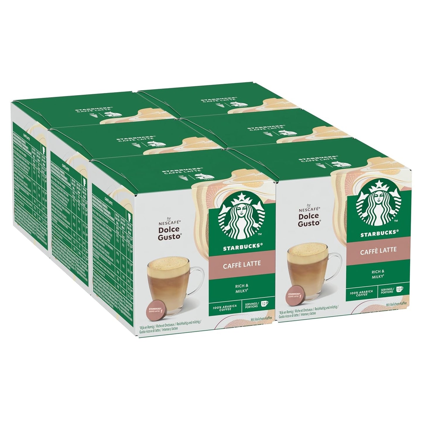 STARBUCKS Caffè Latte af Nescafé Dolce Gusto Kaffeekapseln 6 x 12 (72 Kapseln)