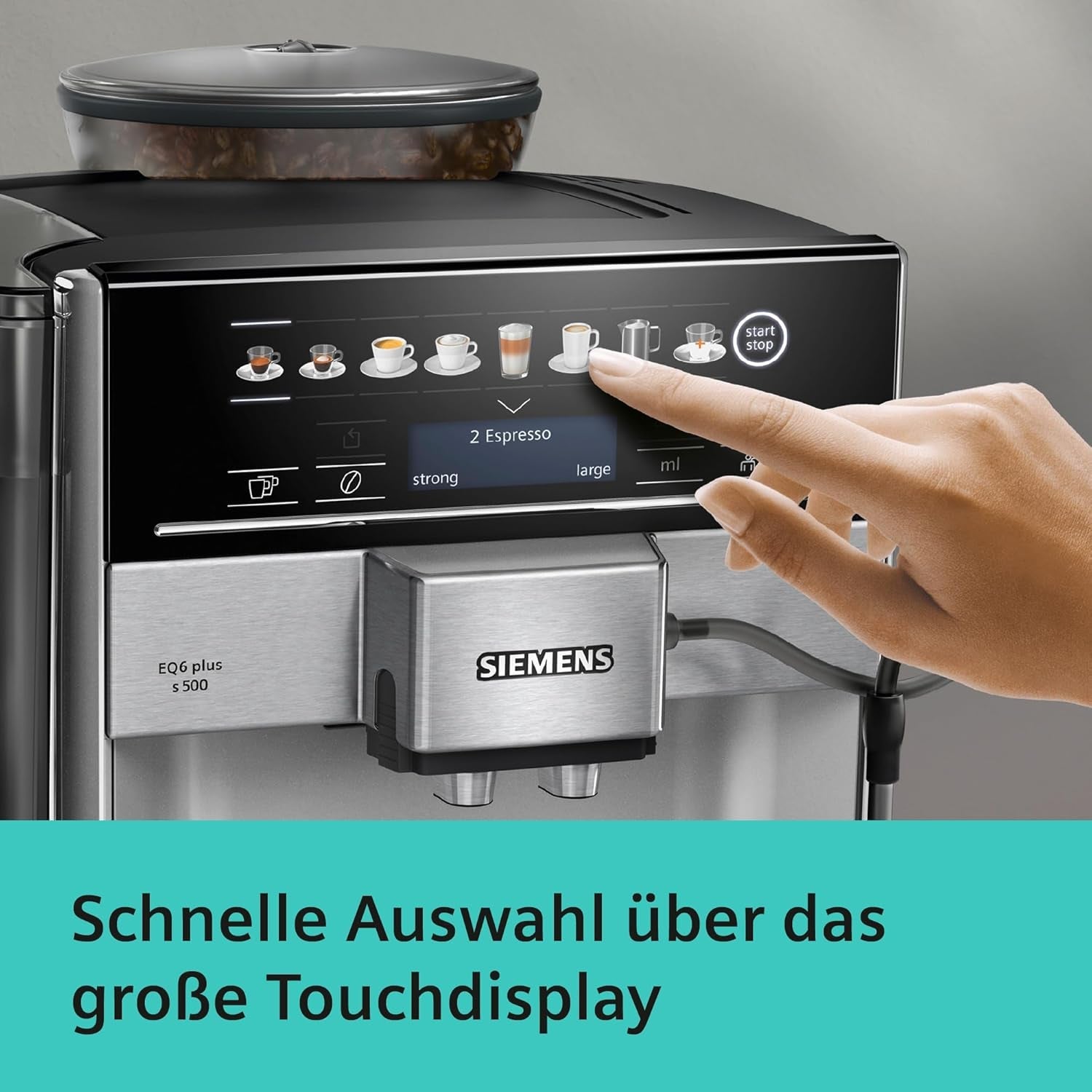 Siemens EQ.6 plus s300 automatisk espressomaskine TE653501DE, til mange kaffespecialiteter, mælkeskummer, keramisk kværn, dobbelt kaffefunktion, anti-kalk, automatisk damprensning, 1500 W, sølv