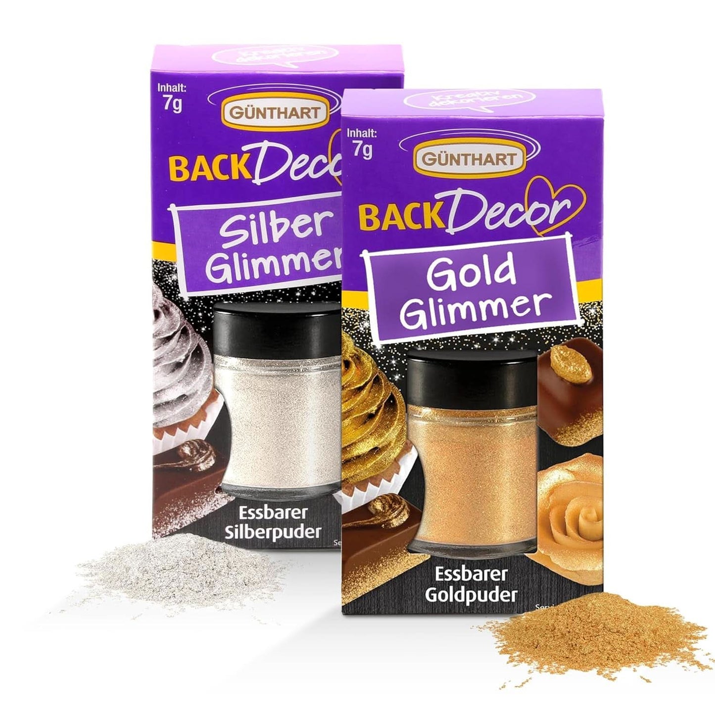 Günthart glitter, pudder, guld og sølv, sæt 2 x 7 gram Naty Shop Standard titel