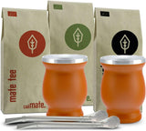 Mate Bio Tesæt ● 3 samlinger af Mate + 2 dobbeltvæggede rustfri stålkopper + 2 bombillaer + tilberedningsinstruktioner (sort)