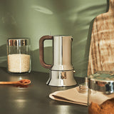 Alessi 9090/6 Espresso med 6 kopper til induktion, rustfrit stål, sølv, 15,5 x 13,5 x 27 cm