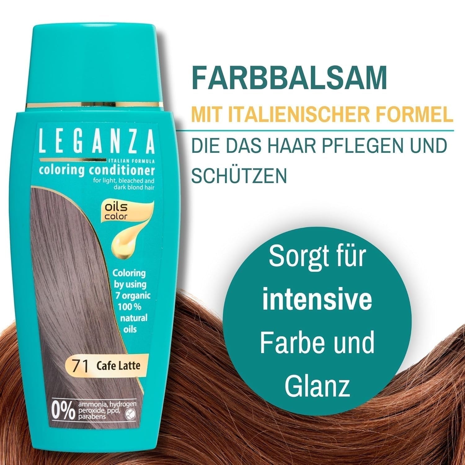 Leganza Natural Balm Hårfarve 71 Café Latte | Hårfarve uden ammoniak | Beriget med 7 naturlige olier | 150 ml Naty Shop hårfarve