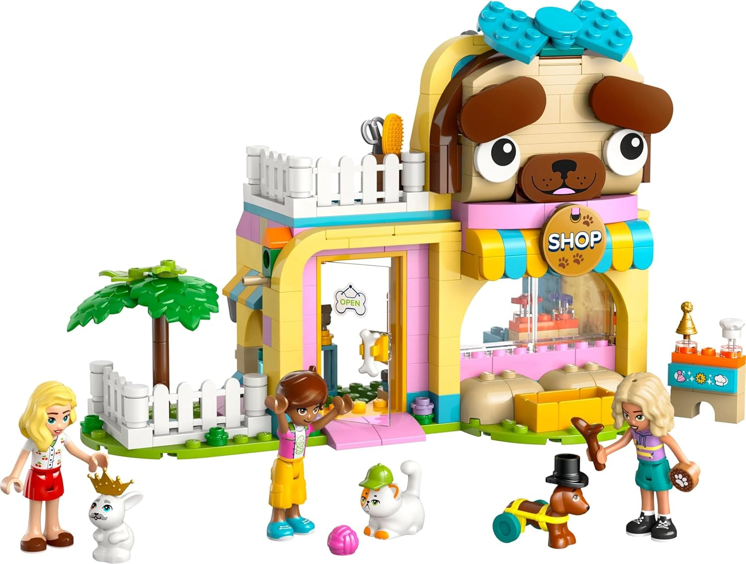 LEGO Friends Dyretilbehør Butik Lad som om Legesæt Pædagogisk legetøj til 6-årige piger 3 minifigurer og 3 dyrefigurer Kat Hund Kanin Gaveidé til børn 42650 Byggesæt Besuche den LEGO-Store