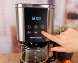 Rommelsbacher FKM 1000 filter espressomaskine - 1,5 liters vandtank til 12 kopper kaffe, glaskaraffel, udskudt start, holde varm funktion, aroma funktion, aftagelig filterholder 1x4