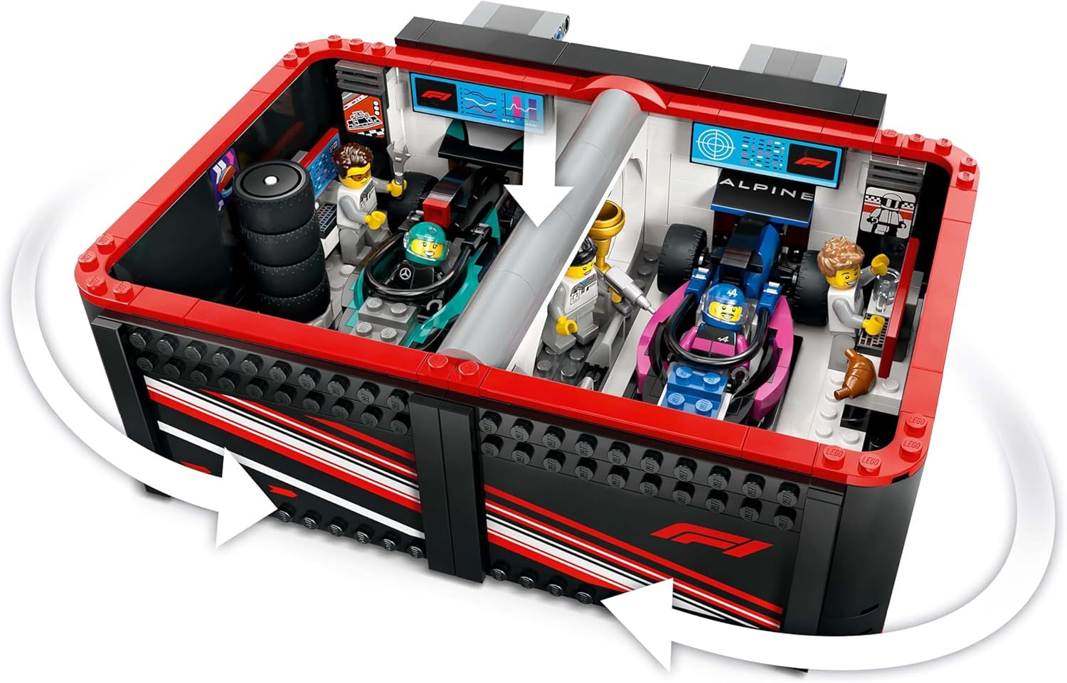 LEGO City F1 Garage med Mercedes-Amg og alpine racerbiler - Formel 1 racerbil med 2 førere og 4 mekaniske minifigurer - Gave til drenge og piger 7+ og fans 60444 Besuche den LEGO-Store byggesæt