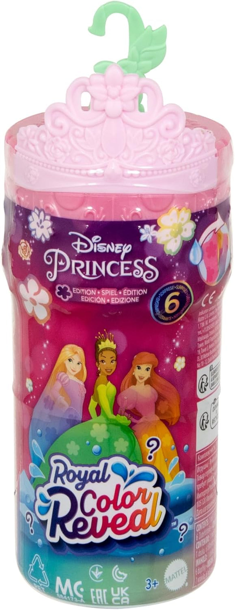 Mattel Disney Princess Royal Color Reveal Lille dukke med 6 overraskelser, inklusive duftring og 4 tilbehør (dukker kan variere), Garden Party Series HRN63