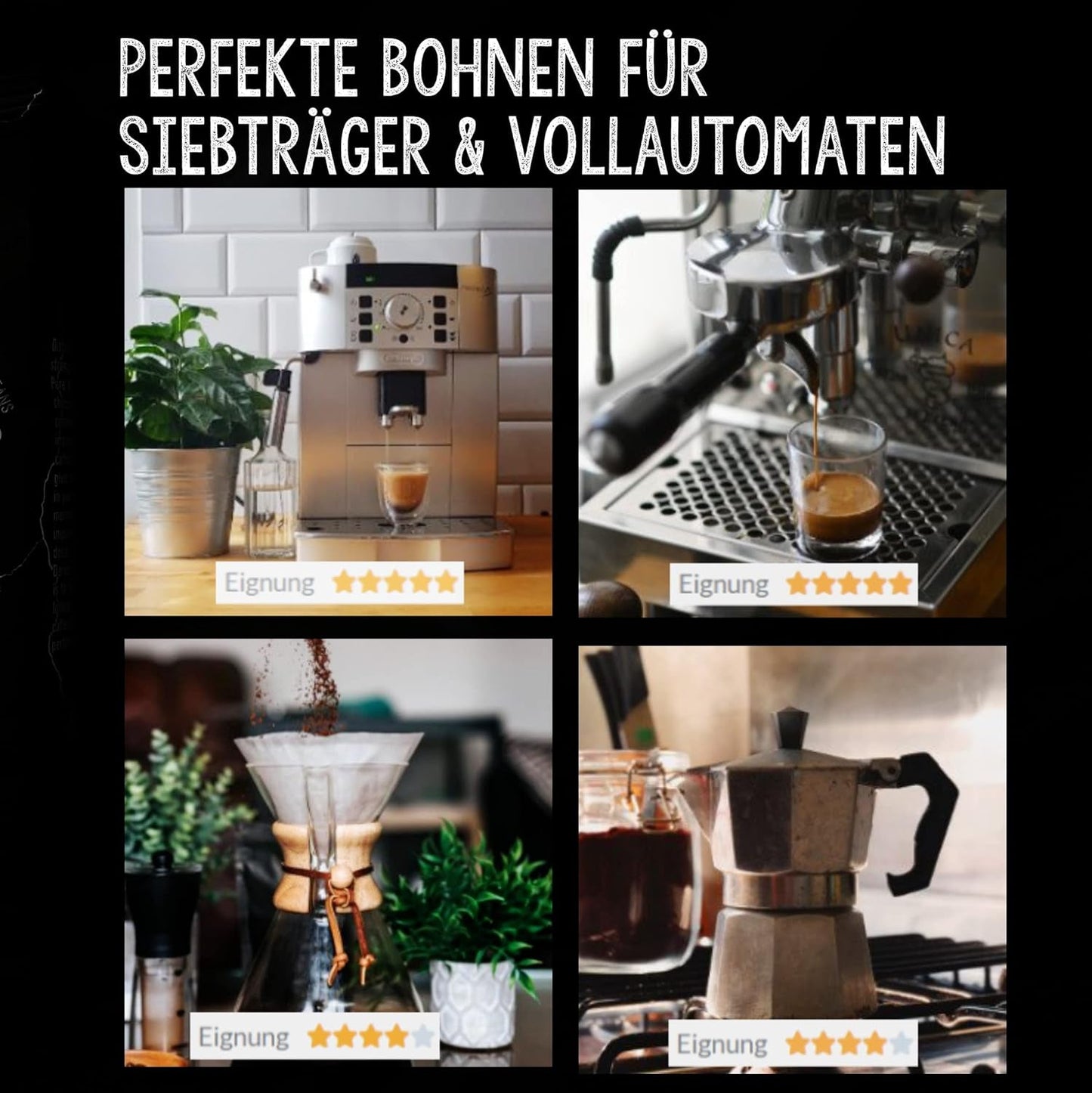 | Kaffeebohnen ekstra stærk | Espresso 100% Robusta | viel Kaffein wenig Säure | 1000g ganze Kaffee Bohnen | geigeint für Fuldautomatisk | mit Zufriedenheitsgarantie