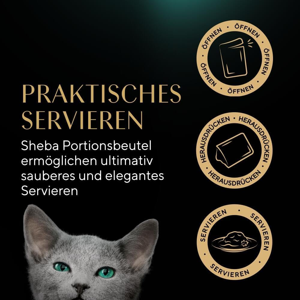 Sheba vådfoder til killinger, i diverse poser, med laks (MSC) og kylling i sauce, multipak 40x85g