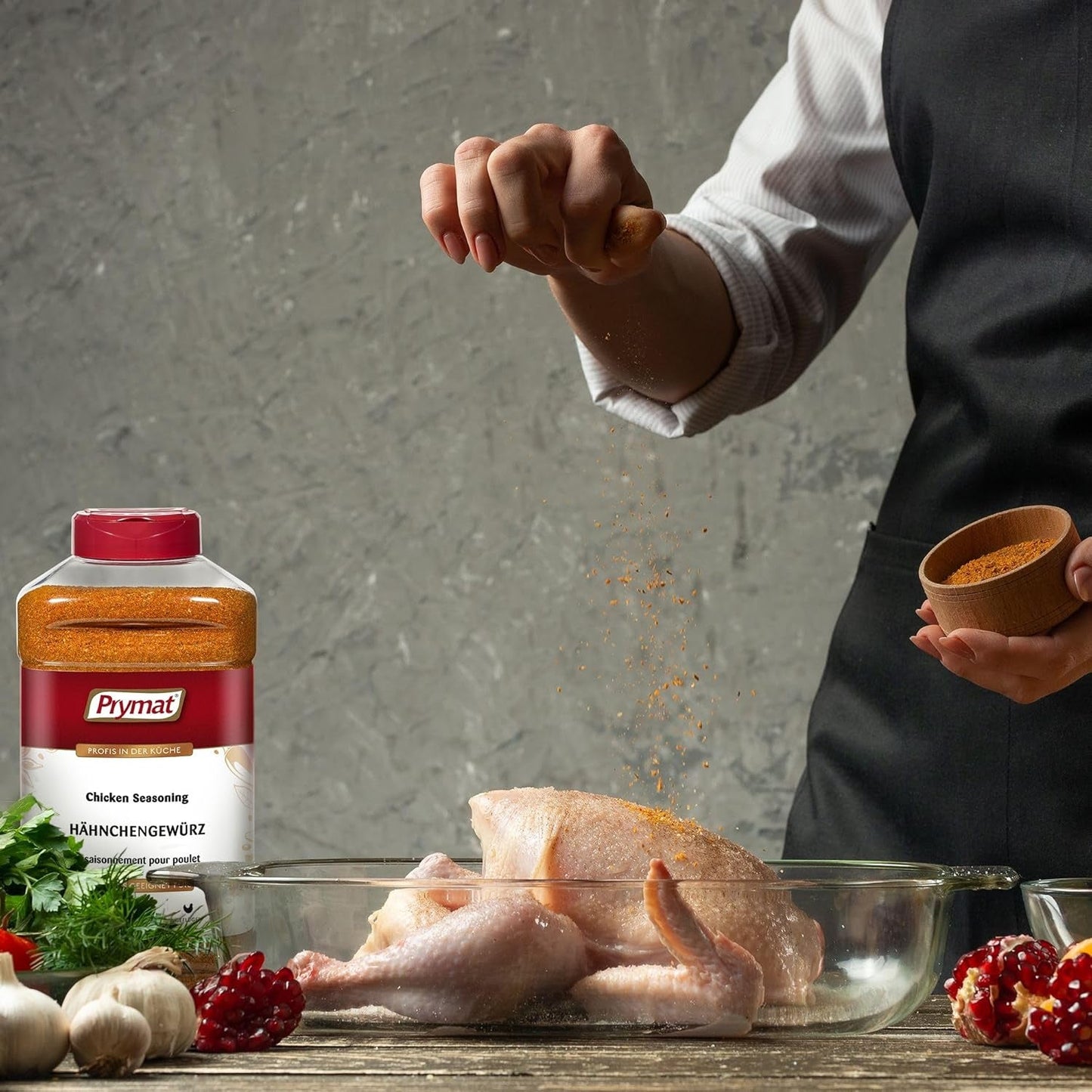 Prymat Hähnchengewürz 1100g, Gewürzmischung für Hhn, Tyrkiet, Ente, Gans, Grillgewürze, Marinade für Fleisch im Streuer