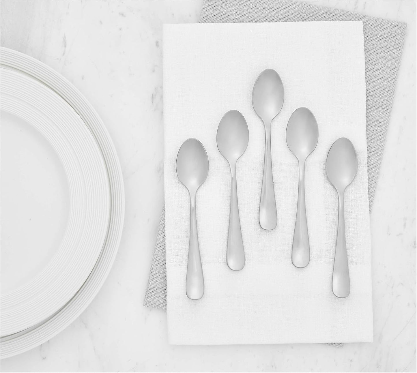 Kaffeske af rustfrit stål, rundkantdesign, pakke med 12, Silver Naty Shop Kitchen