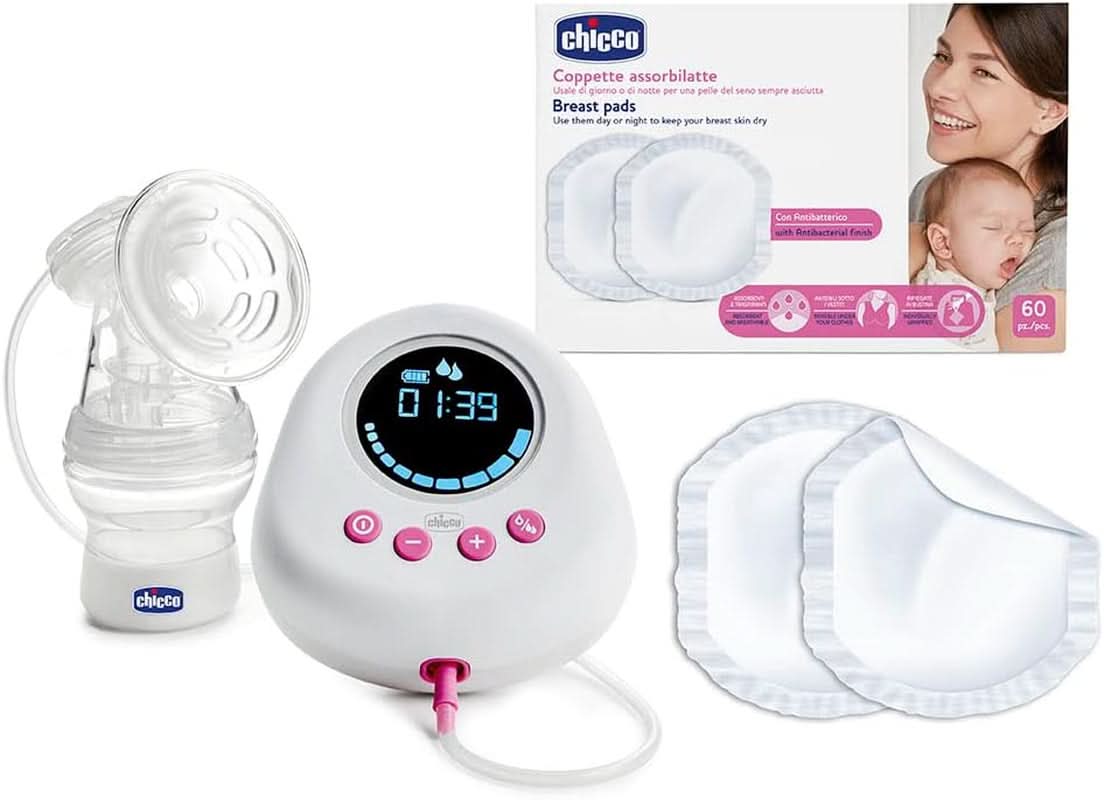 Chicco, bærbar elektrisk brystpumpe, 5 intensitetsniveauer, 150 ml Tilbehør Mad og amning Bebe Naty Shop Milchpumpe + Sauger