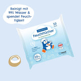 PAEDIPROTECT Baby vådservietter 1 x 10 stk. Sensitive baby vandvådservietter 99% vandparfumefri baby & børn delikat hud kokosekstrakt Mikroplastfri vegansk (5 pakke)