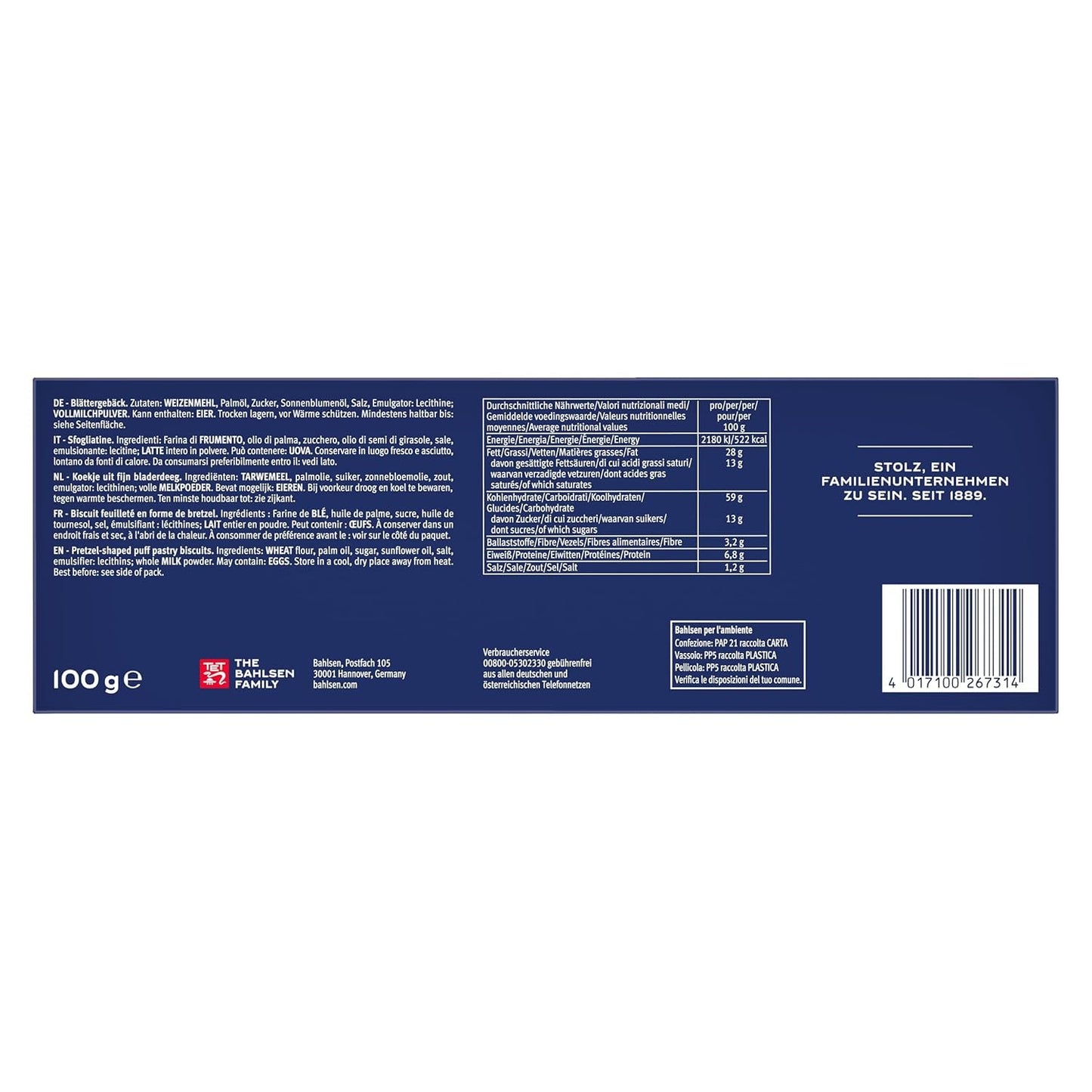 Bahlsen butterdej - Pakke med 12 - Karamelliseret butterdej i kringleform (12 x 100g)