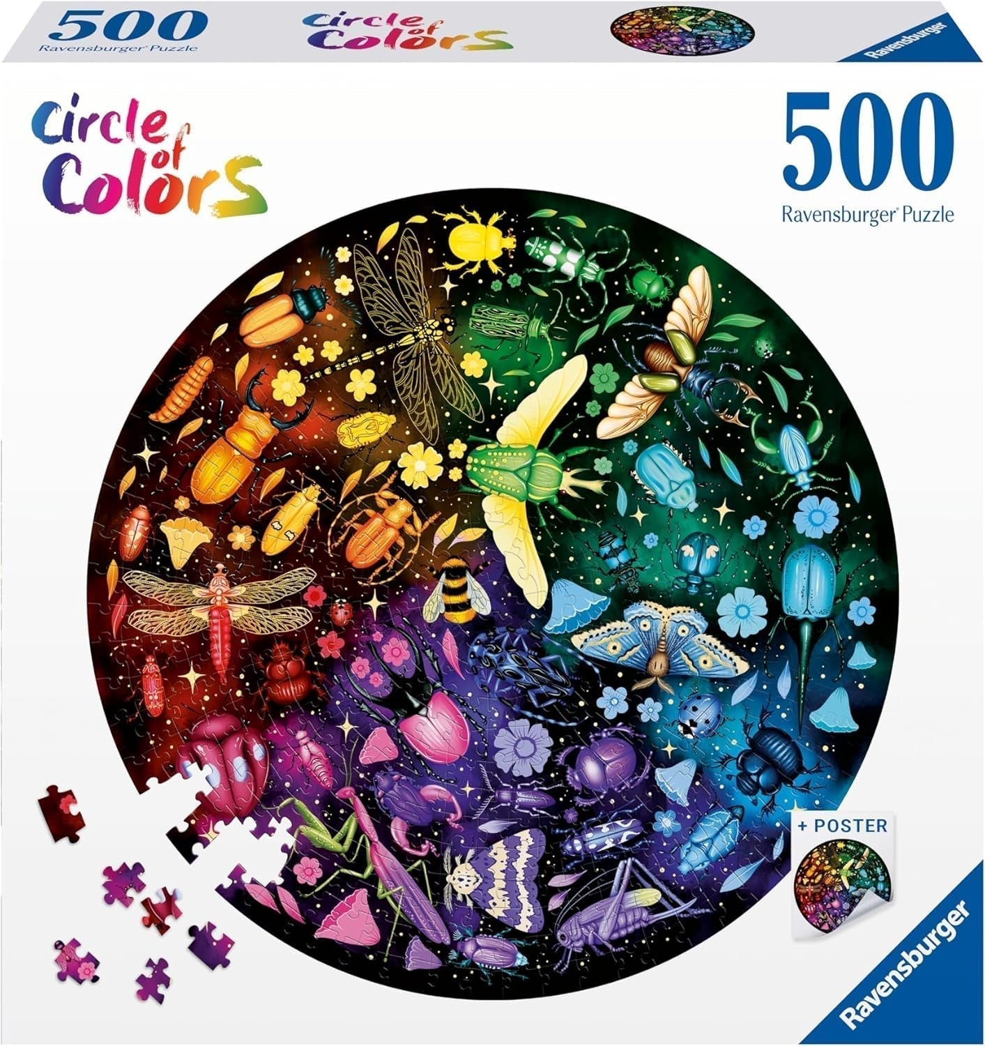 Ravensburger - Puslespil for voksne - Rundt puslespil med 500 brikker - Velegnet fra 12 år - Insekter (farvehjul) - Puslespil lavet i Europa - 12000820 Puslespil Naty Shop