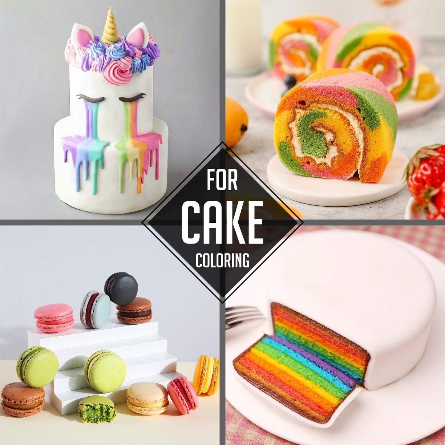 Madfarve - 24 levende madfarvestoffer til bagning, kagepynt, glasur, småkager, fondant og macarons - Flydende madfarve til sæbefremstilling og håndværk - 24 x 6 ml