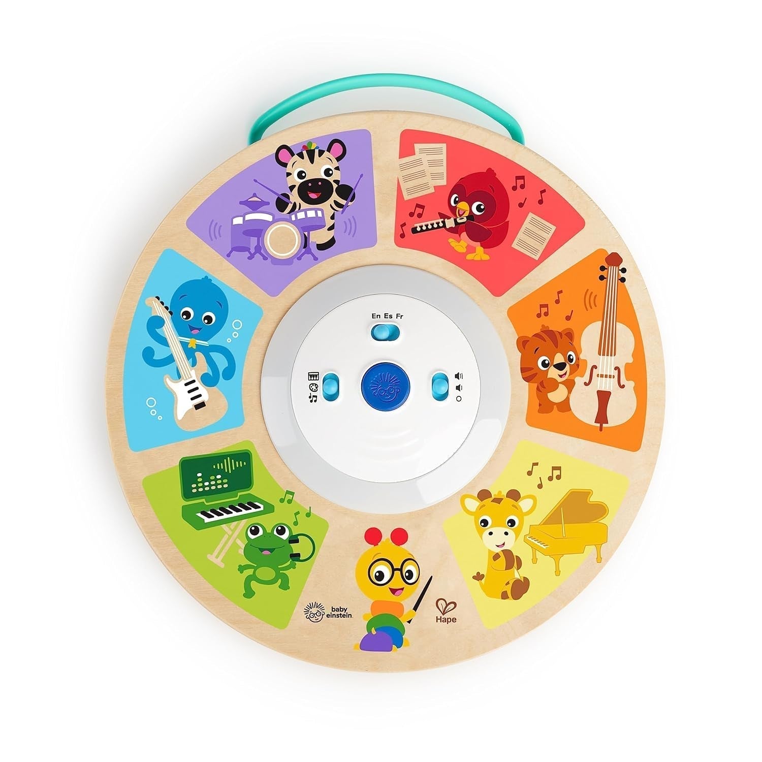 Baby Einstein, Hape, Cal's Smart Sounds Symphony Magic Touch Elektronisk træaktivitetslegetøj på 3 sprog (engelsk, fransk og spansk), 3 tilstande, fra 6 måneder Bebe Naty Shop Toys Standardtitel