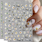 5 stk Geprägte Gänseblümchen Nagelsticker Selbstklebend Blumen Nagelaufkleber Gänseblümchen Schmetterling Nagel Sticker Nageldesign Aufkleber Nägel Zubehör Blume Nail Sticker Flower Nail Art Stickers