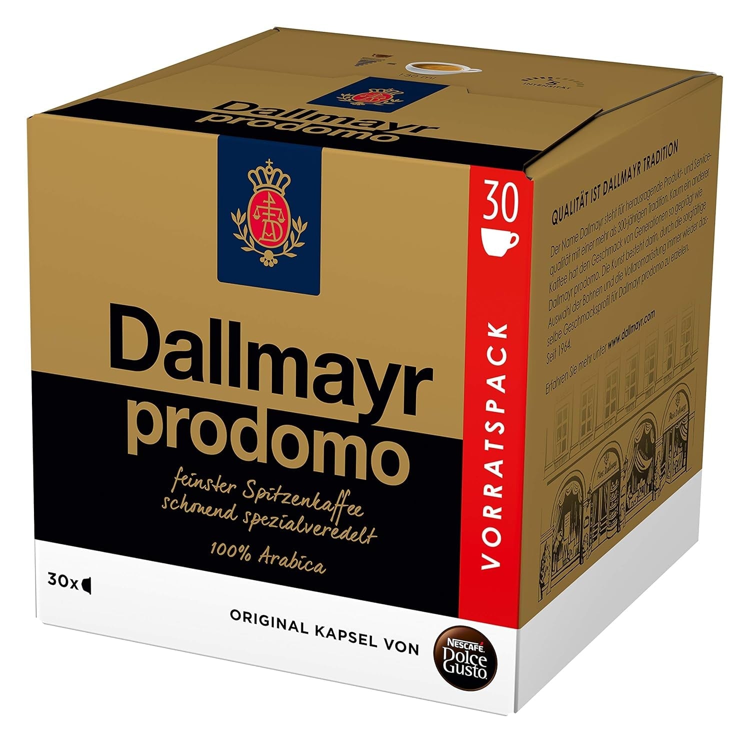 Dallmayr Crema d´Oro, XXL-Vorratsbox, 90 Kaffeekapseln, Feine Crema og vollmundiges Aroma (3 x 30 Kapseln) & Dallmayr Prodomo, XXL-Vorratsbox, 90 Kaffeekapseln (3 x 30 Kapseln)