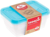 Kekeeper sæt med 3 madopbevaringsglas, 3 x 1,25 l, 20,5 x 15,5 x 6,5 cm, Fredo Fresh, gennemsigtig blå Madopbevaringsbokse Naty Shop Standardtitel