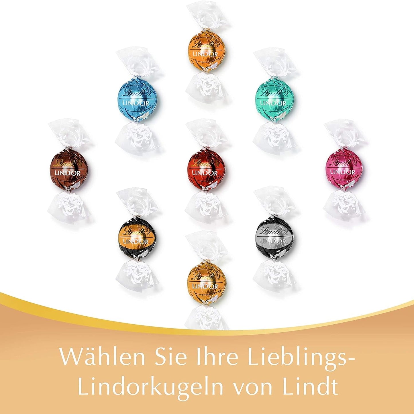 Lindt LINDOR gaveæske med diverse chokolader, ca. 15 LINDOR trøfler, 4 varianter (mælkechokolade, hvid chokolade, mørk chokolade 60% og hasselnød), 187 g