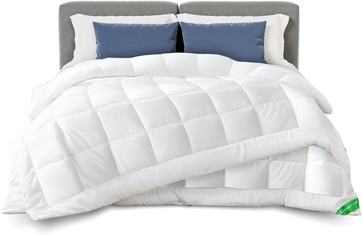 VOUNOT Dyne 155X200Cm, 4 Seasons Vinterdynesæt á 2 500GSM, bestående af 2 dyner knyttet sammen Tilpasningsdyne til sommer og vinter, Oeko-Tex Standard Dyner og dyner Naty Shop 4 sæsoner tæppesæt á 2 200 X 200 Cm