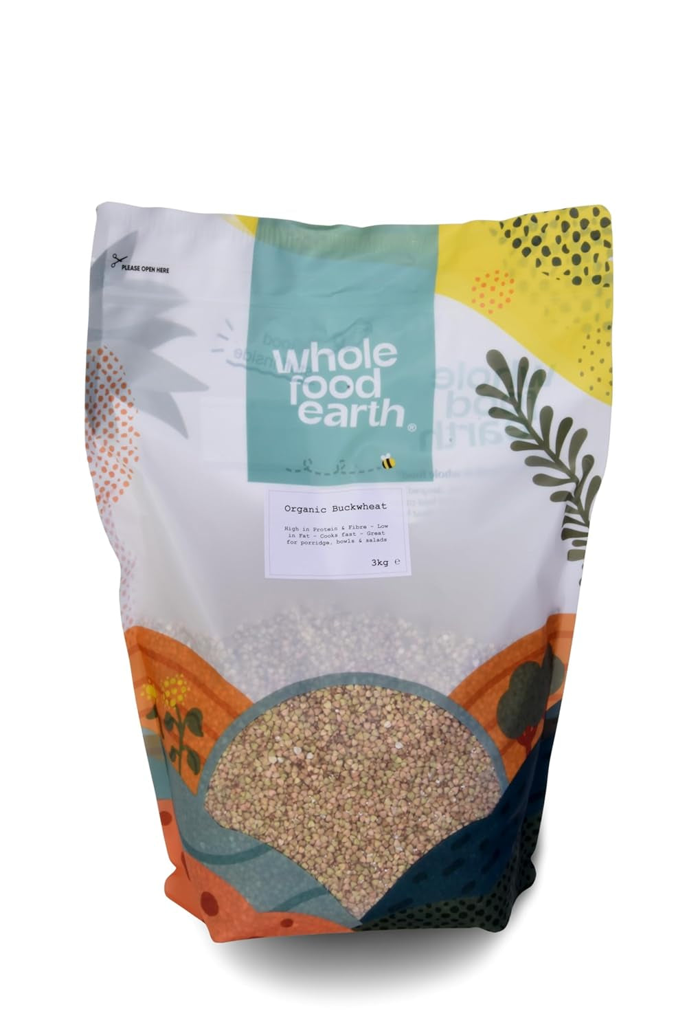 Wholefood Jord Økologisk Boghvede - 3 kg - Ikke-GMO - Vegansk - Højt fiberindhold - Certificeret økologisk