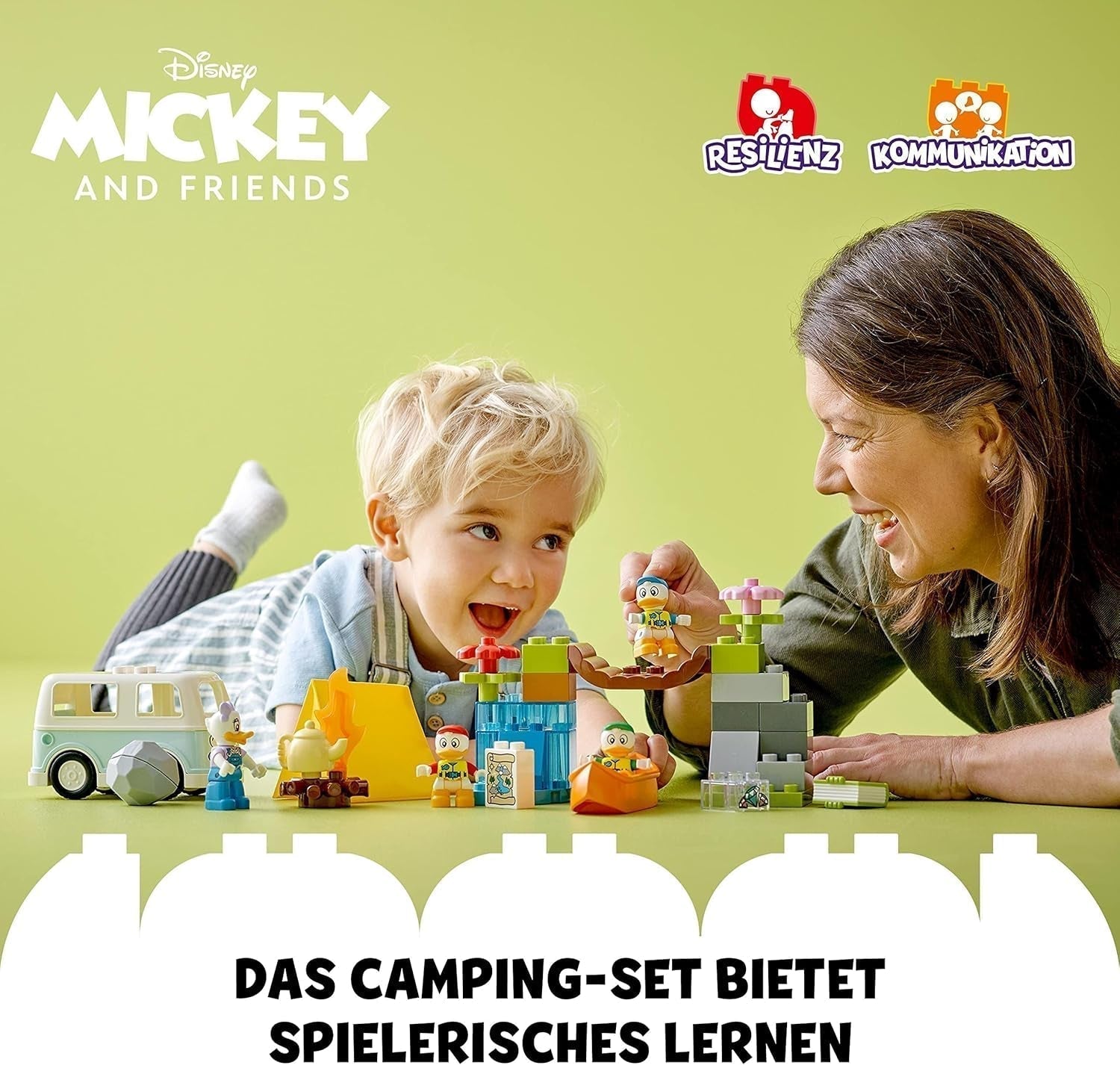 LEGO 10997 DUPLO Disney Mickey and Friends campingeventyrsæt med autocamper, kano og tusindfryd andefigur, byggelegetøjsgave til småbørn 2+ år, piger og drenge byggesæt Besuche den LEGO-Store