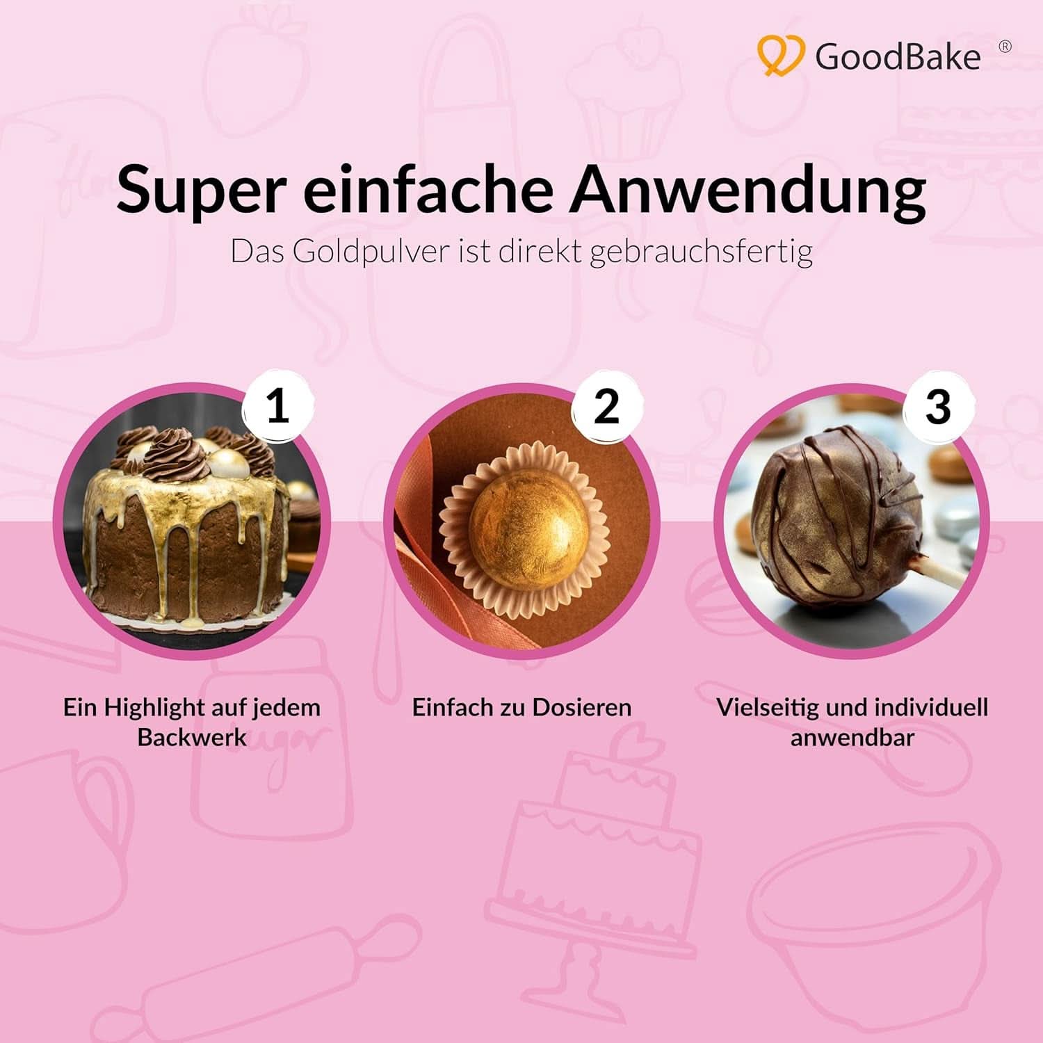 Goodbake Happy Glitter Gold - Spiselig madglitter, 10 gram Glitter Naty Shop