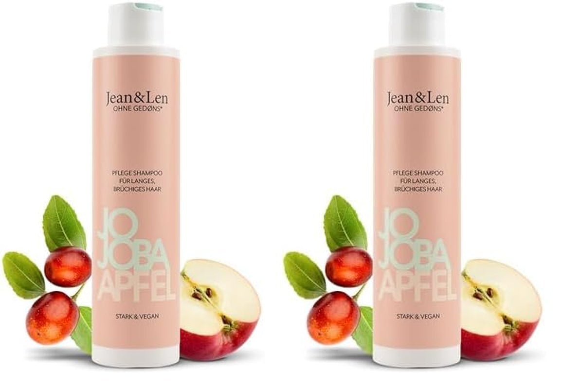 Jean & Len Care Shampoo Jojoba & Apple, nærer langt og skrøbeligt hår, 300 ml Brusebad og bad Jean & Len 2 x 300 ml