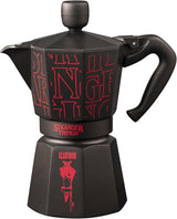 Bialetti Moka Express Stranger Things 6-kops kaffemaskine, musikknap med USB-C-opladningsfunktion, ikke egnet til induktionskogeplader, 6 kopper (270 ml), sort