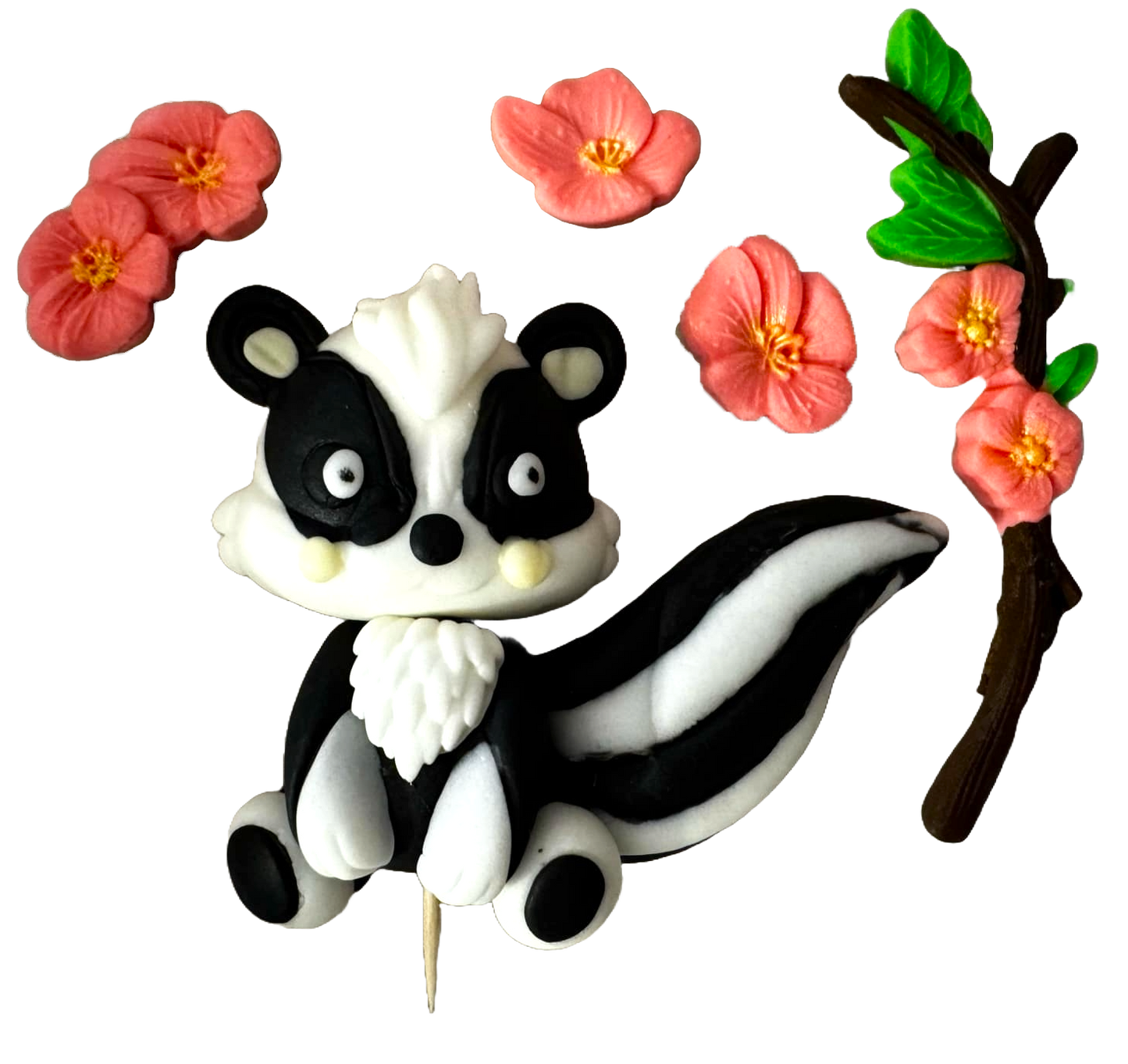Sæt med 5 spiselige sugarpaste dekorationer, Skunk chicks Sugarpaste dekorationer Nati Shop