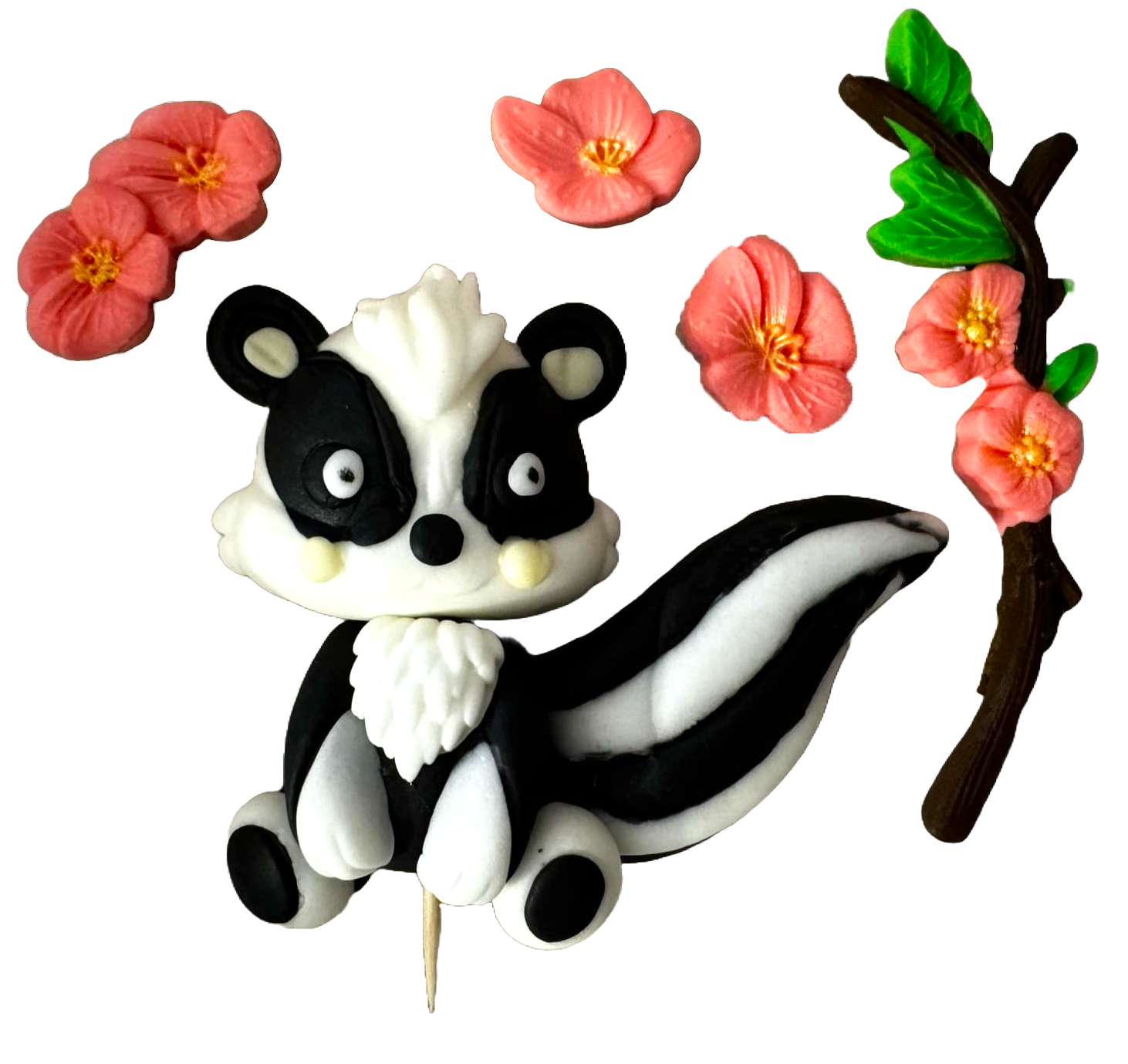 Sæt med 5 spiselige sugarpaste dekorationer, Skunk chicks Sugarpaste dekorationer Nati Shop