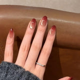 Moonglow korte magnetiske falske negle, pink mandelrød gradient glitter katteøje med lim, pink rød ombre glitter fototerapi kunstige negle til kvinder og piger