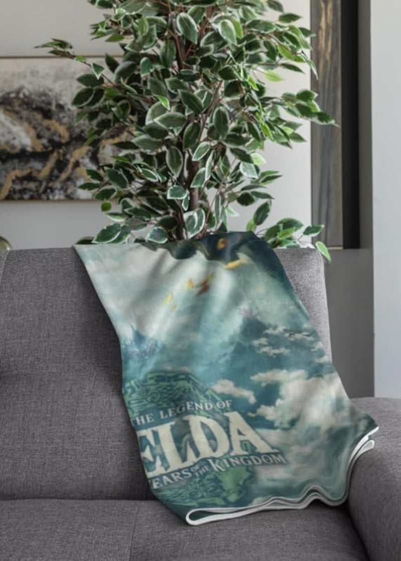 Zelda Sherpa-tæppe - Sky Totk - 100 X 150 Cm - Officielt licenseret produkt, grønt, Twin HÃ”MADICT senge og tæpper