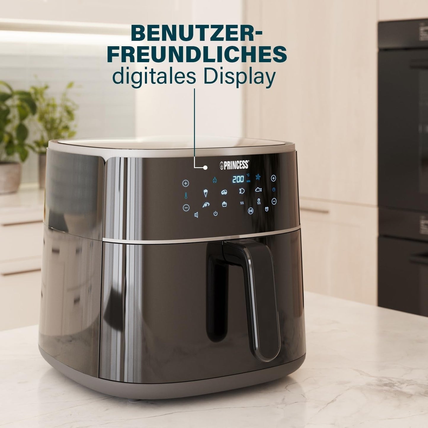 Princess Digital Hot Air Fryer - Variabel skålkapacitet - 8 liter maksimum - 6 forudindstillede programmer Hvidevarer Naty Shop