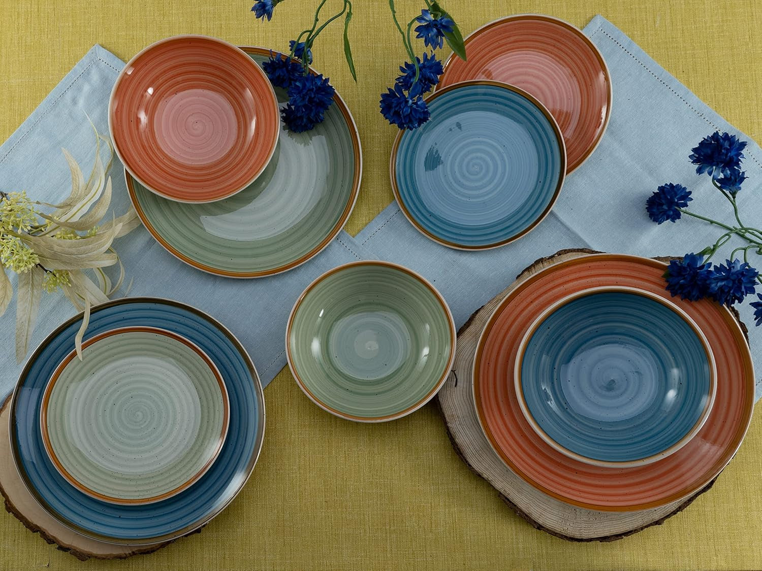 CreaTable, 22851, COUNTRY-serien, 24-delt porcelænssæt til 6, Porcelænskombinationsservice, Tåler opvaskemaskine og mikroovn, Kvalitetsfremstilling