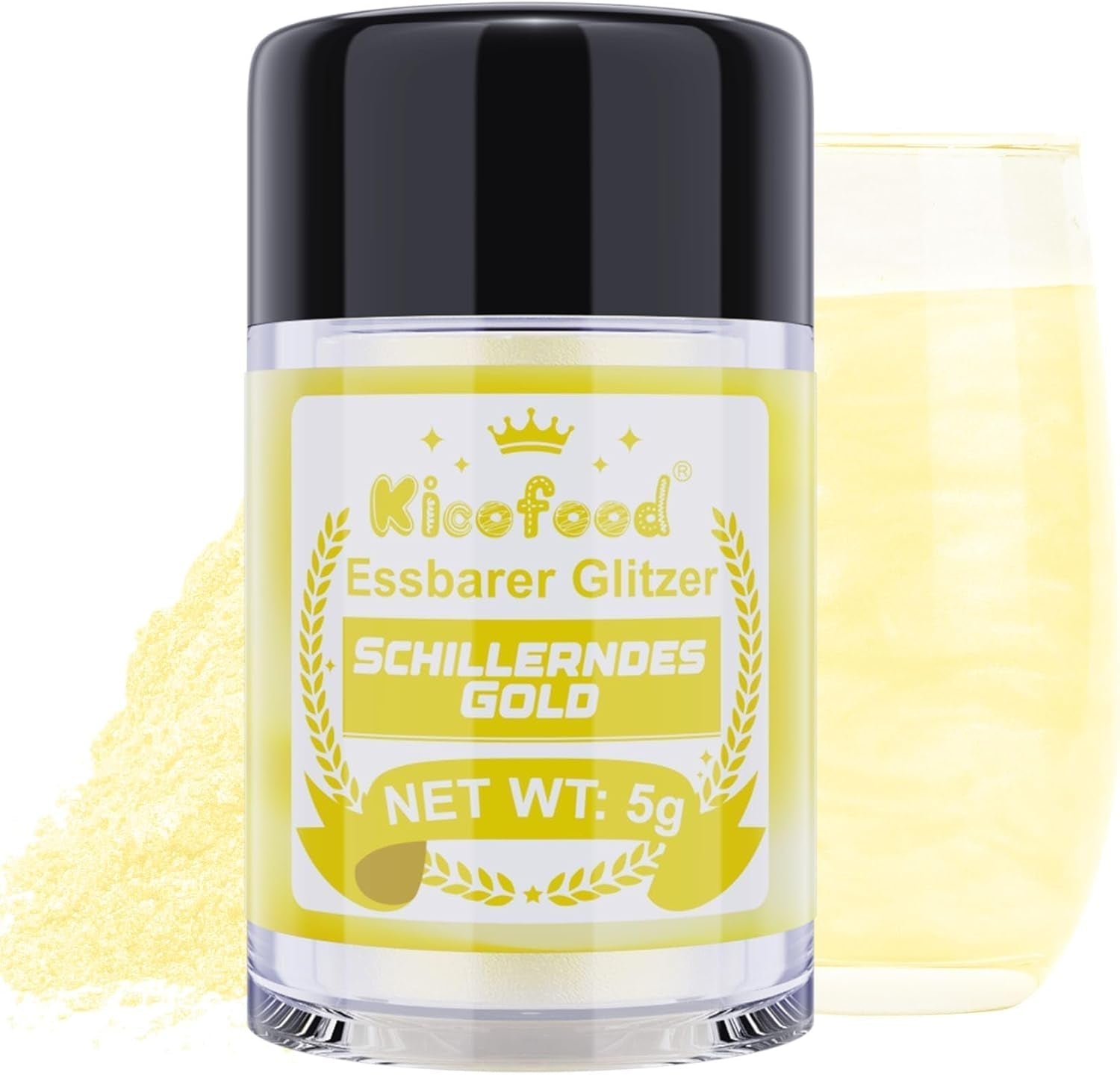 Kicofood, spiseligt glitter, 5 gram, forskellige farver Glitter Naty Shop iriserende guld
