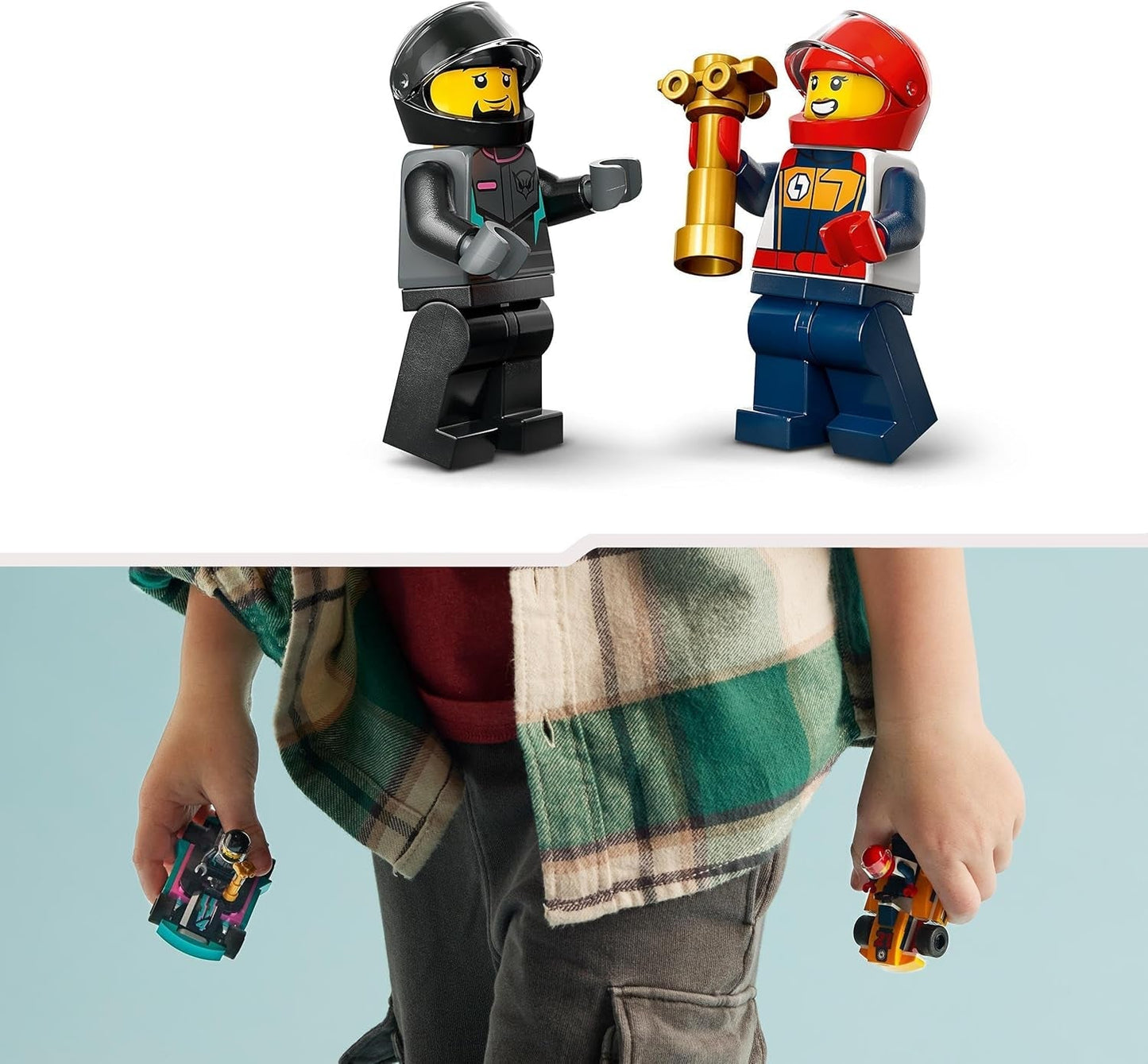 LEGO City Go-Karts med chauffører, sæt med 2 minifigurer førere og racerbiler, billegetøj til 5-årige drenge og piger, sjov gave til børn 60400 byggesæt Besuche den LEGO-Store