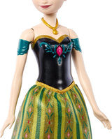 Mattel Toys Disney Frozen Anna syngende modedukke i ikonisk outfit synger "For første gang" fra Disney-filmen på engelsk, fransk, tysk, italiensk, JDL59