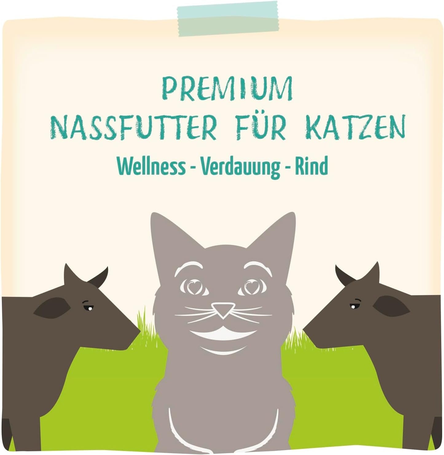 MjAMjAM - Premium våd kattefoder - Wellness - Fordøjelse - Oksekød, pakke med 12 (12 x 125 g), kornfri