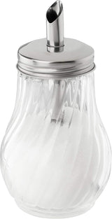 FMprofessional 280ml FLEURETTE sukkerdispenser, glasbeholder, beholder til nem dosering, beholder til forskellige lejligheder, højkvalitetsbeholder (farve: sølv), antal: 1 stk.
